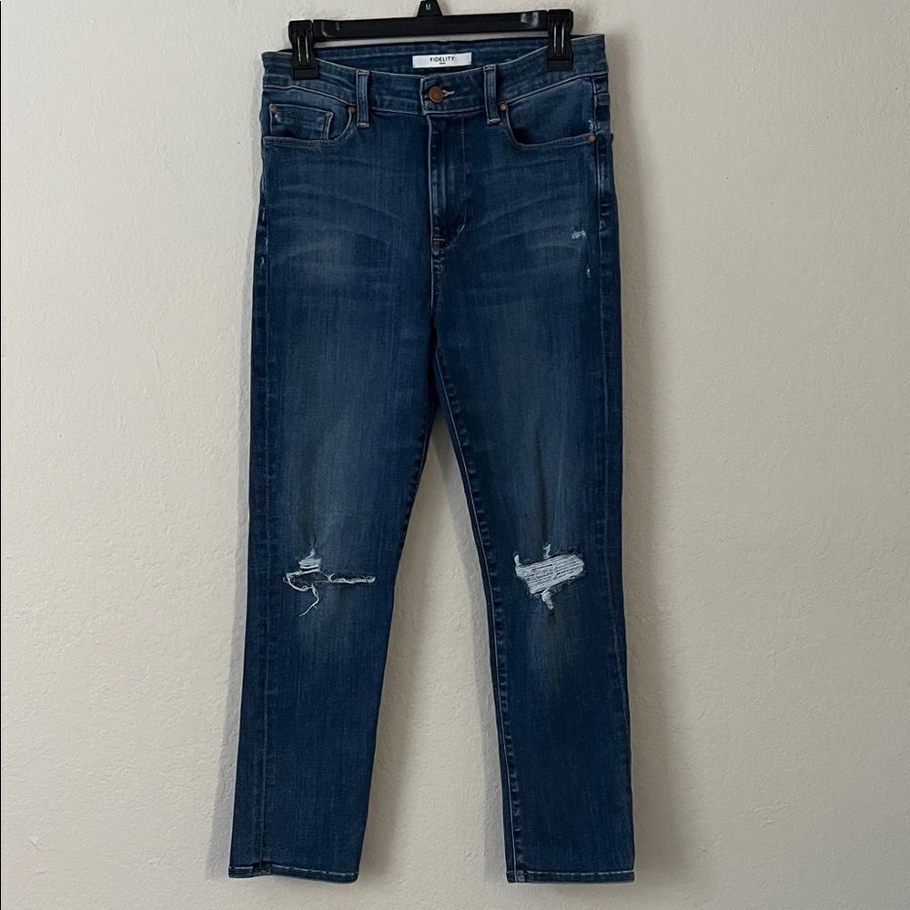 Fidelity High-Rise Straight Stretch Cher Saphire Jeans in Size 28